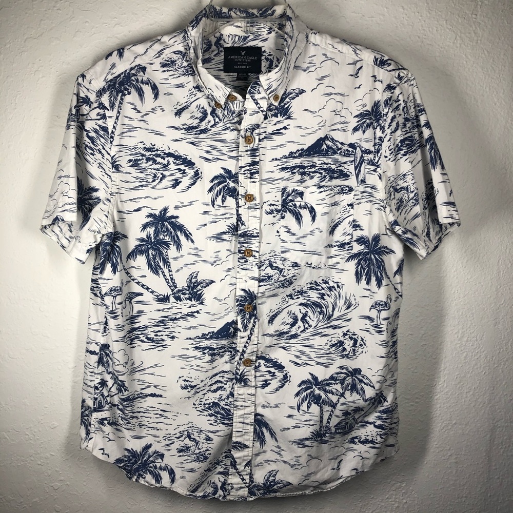 American Eagle tropical short sleeve button down